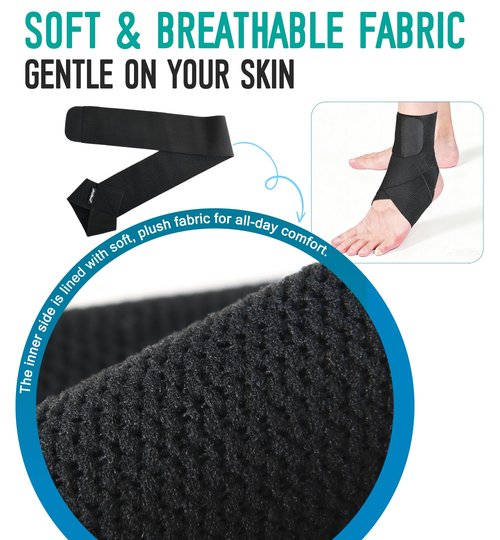 HiRui Ankle Support Brace for Men & Women, Adjustable Compression Strap for Sprains, Plantar Fasciitis, Achilles Tendonitis, Running, Workout, Sports – Fits Left & Right Foot (1, Black, Large)