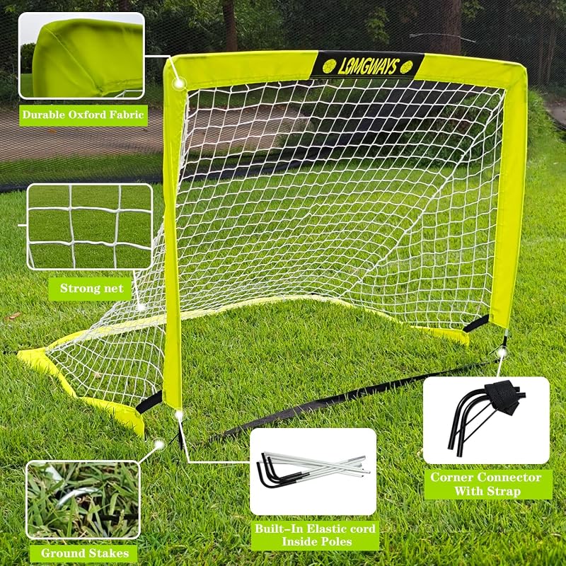 4x3ft Kids Soccer Goal with Carry Bag - 2 Pack, Portable Pop-Up Practice Net (Variation of THIS listing: 4x3FT(2 Pack))