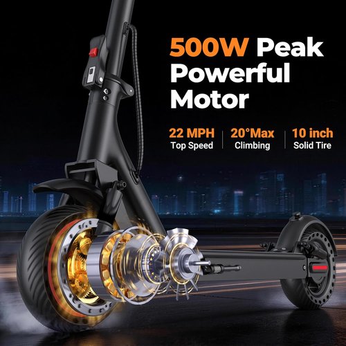 Electric Scooter for Adults - 350W/500W Motor, 19/22 MPH, 15-31 Miles Range | Folding Design with Dual Brakes