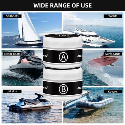 Globalcom Fiberglass Boat Repair Kit, Gel Coat Repair Kit for Boats, Marine Fiberglass Repair Kit for Boats, Epoxy Filler for Boats, Fiberglass Repair Kit Fix Holes Chips Pit Cracks (Color Match)
