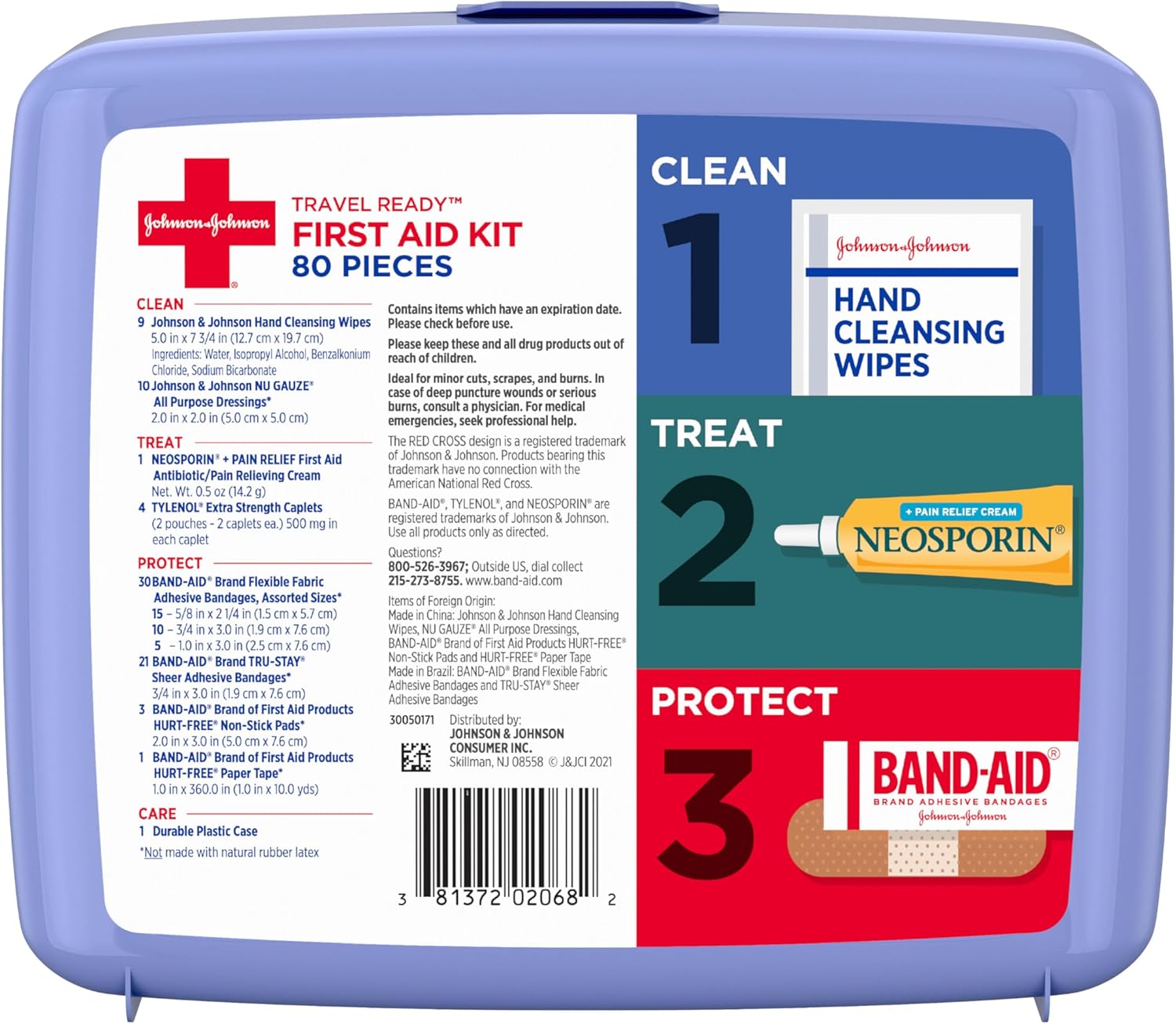 BAND-AID Brand Portable Emergency First Aid Kit - 80 Pieces for Home, Car, Travel & Camping Essentials