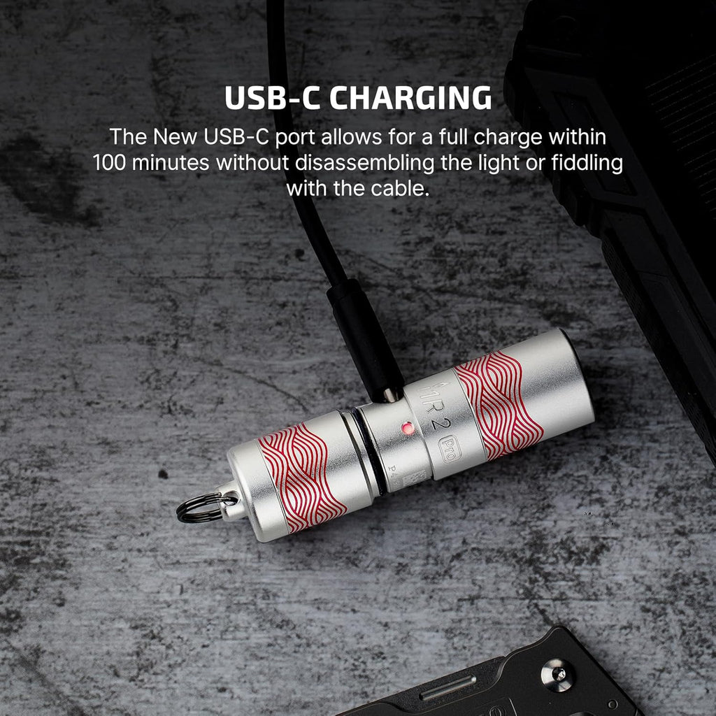 OLIGHT I1R 2 Pro Eos Keychain Flashlight - 180 Lumens Rechargeable Mini Light (Silver-Flow)