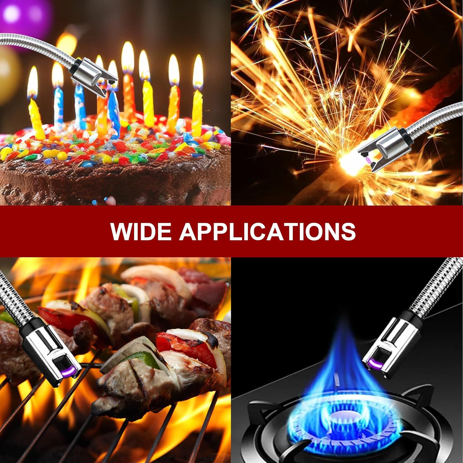 Skiennix Electric Candle Lighter - Rechargeable 360° Flexible Neck Plasma Lighter | 2-Pack (Black)