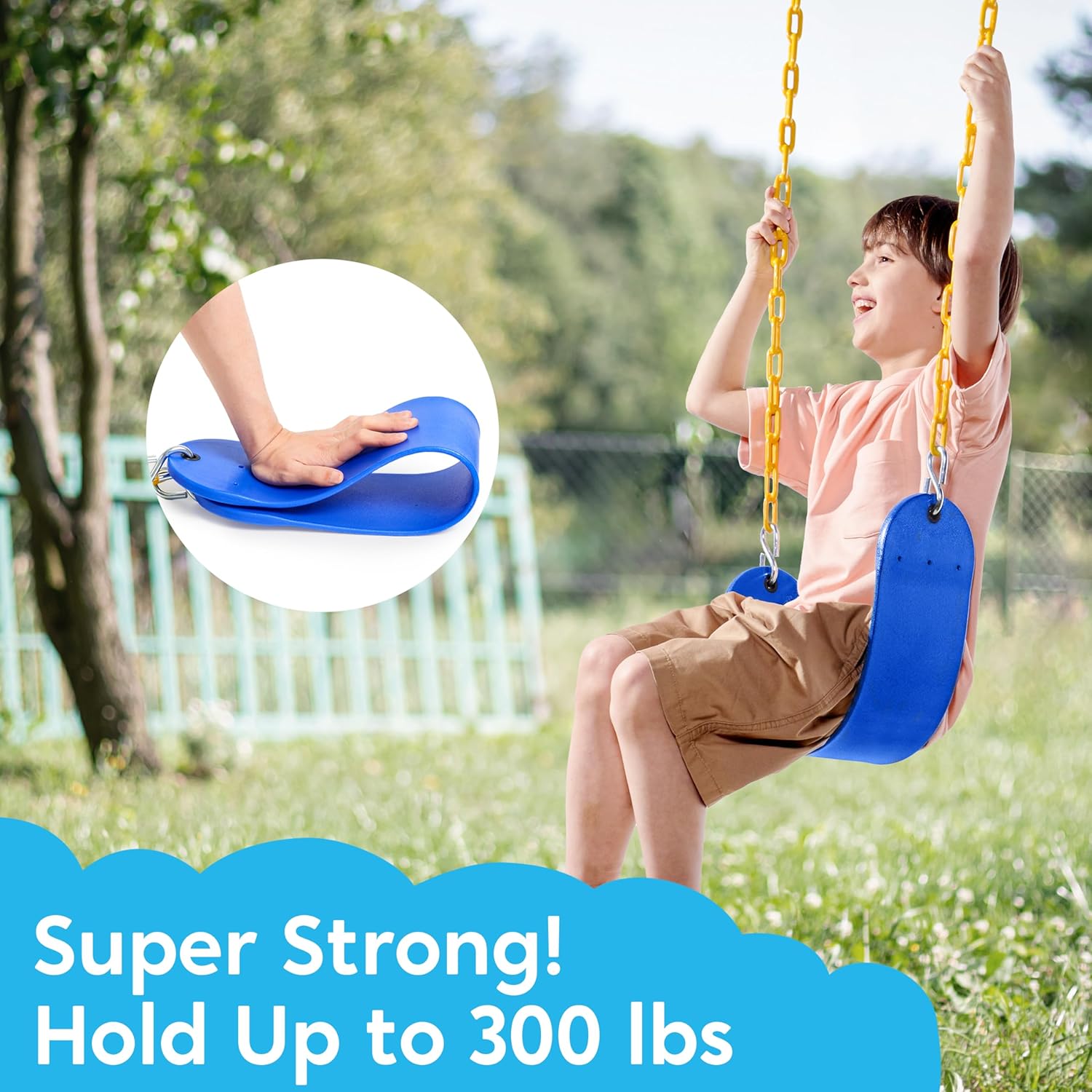 TURFEE Outdoor Swing Set Replacement Kit - Heavy Duty Chains & 1 Seat - Blue Playground Accessory for Kids