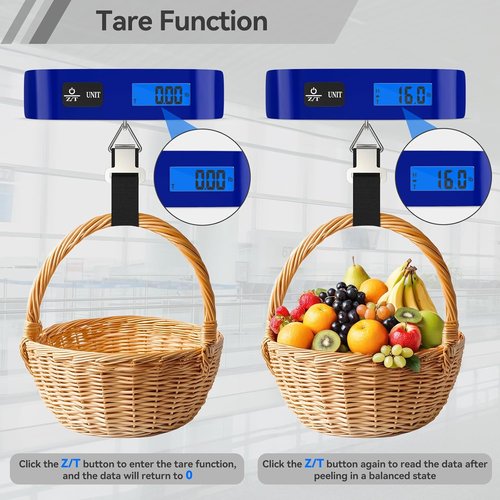Dr.meter Luggage Scale - Digital Weight Scale with Backlight LCD Display | 110lb/50kg Capacity, Blue