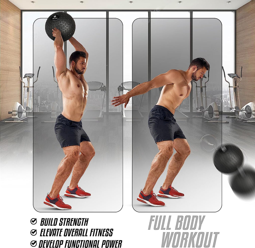 Yes4All Slam Balls - Durable 25lbs Weighted Ball for Strength Training | Black Triangle Design
