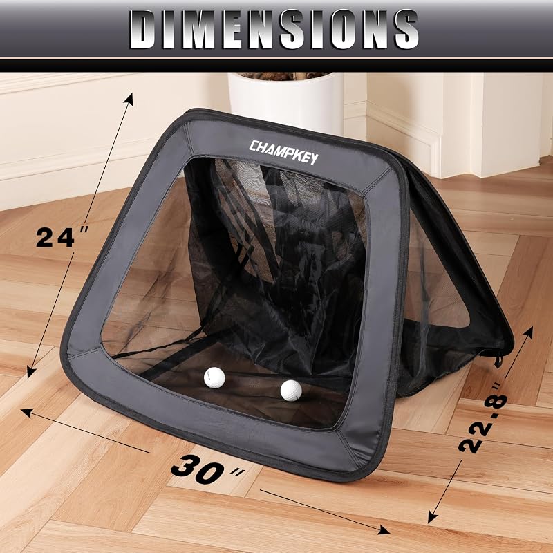 Champkey Double-Sided Golf Chipping Net with Dual Turf Mat, 12 Foam Balls