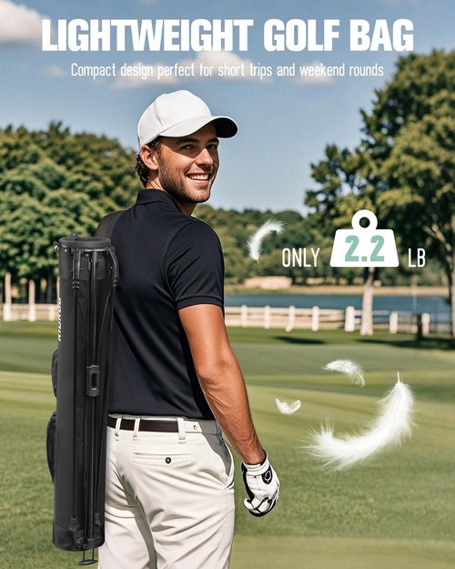 RIOROO Golf Stand Bag, Lightweight Par 3 Golf Bag Holds Up to 7 Clubs with Two Way Dividers Cooler Pocket Shoulder Strap and Multiple Storage Pockets for Men and Women