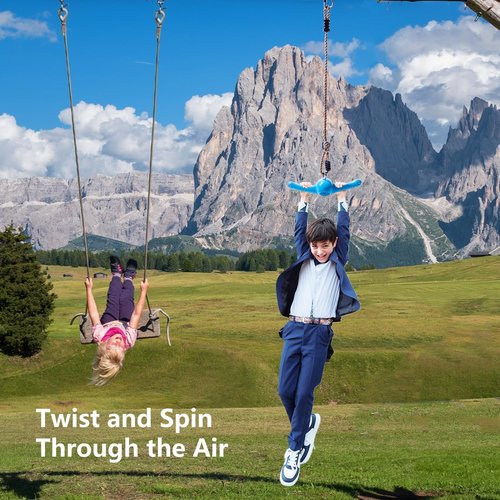 Ninja-Twister Swing Set - 360° Handle Twist for Kids | Adjustable Slackline Attachments, Outdoor Toddler Swing