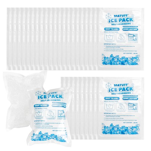 MATUFF 100 Pcs Reusable Ice Packs for Coolers (3.7''x4.9'') - Long-Lasting Gel Freezer Packs for Lunch Boxes, Shipping, Camping, Beach & Fishing | Keep Food/Drinks Fresh