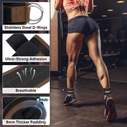 APEXUP Ankle Strap - Adjustable Cable Machine Resistance Bands for Glute Workouts & Leg Extensions