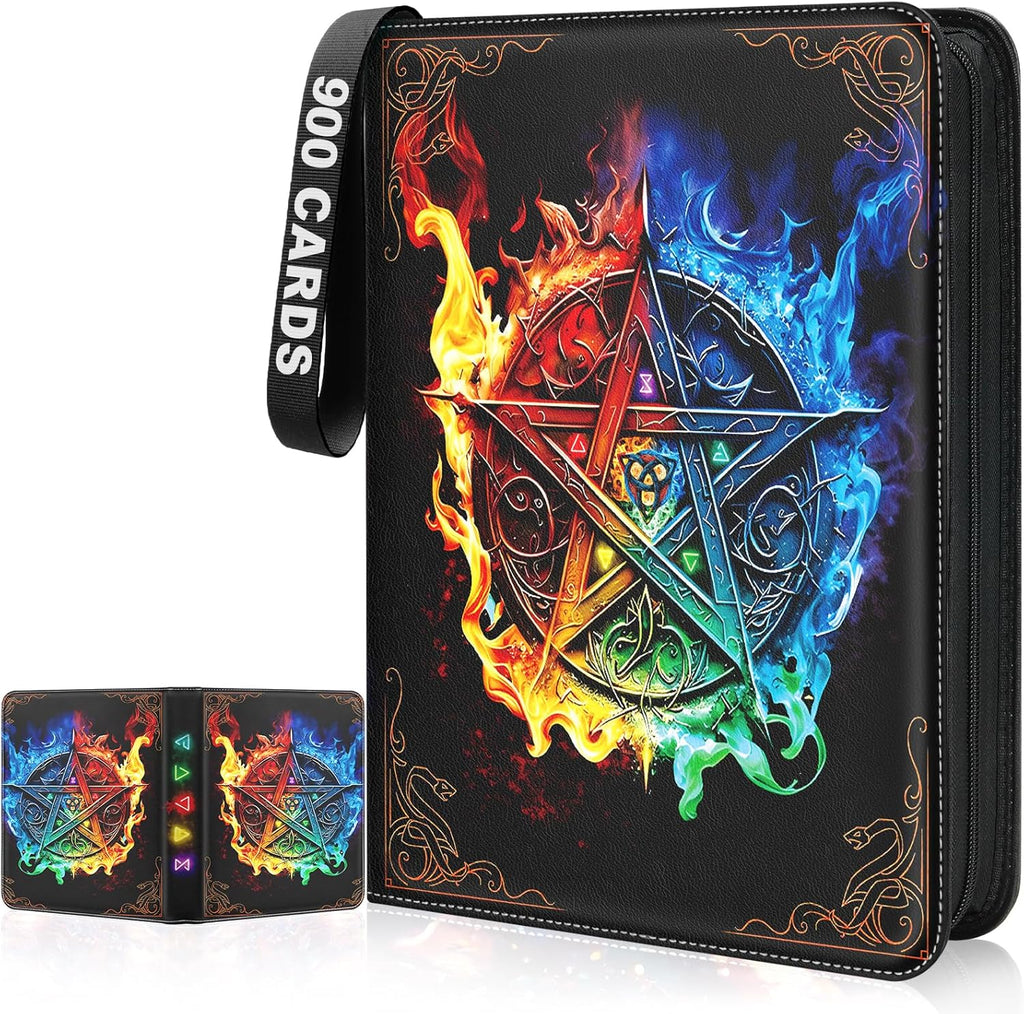 Skiennix Card Binder - 9 Pocket Collectible Trading Card Storage with 50 Removable Sleeves | Large Colorful Design for MTG & Sports Cards