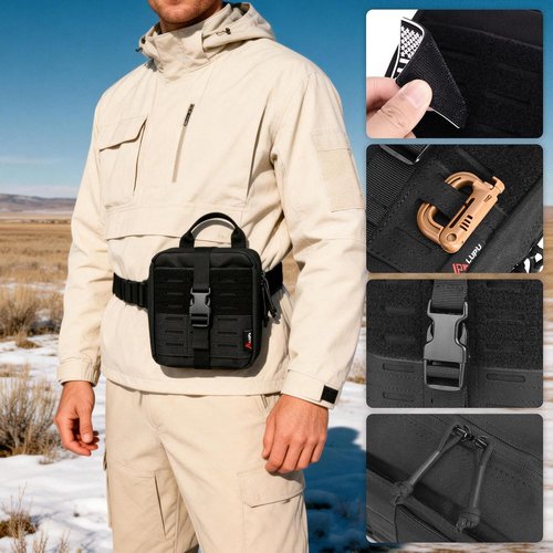 Gracedon Tactical MOLLE Medical Admin Pouch - Durable Laser Cut Utility Bag with Patch