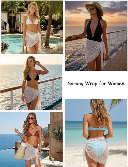 Ekouaer Sarong Wraps - Stylish Beach Cover-Up for Women | Short Crochet Bikini Skirt S-XXL