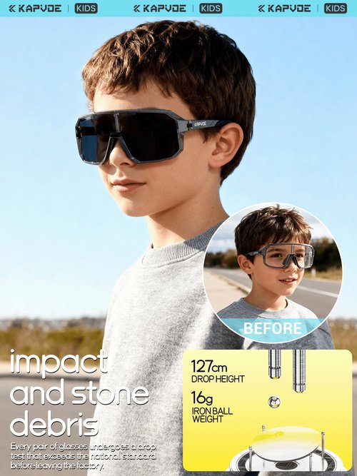 KAPVOE Kids Photochromatic Sunglasses Youth Baseball Sunglasses UV400 Protection Lightweight TR90 Frame Cycling Glasses for Boys Girls Sports Cycling 12