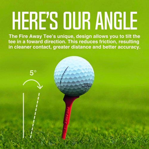 FIRE AWAY Premium Golf Tees, Reduced Ball Spin, Less Friction & Precision Height Markers for Perfect Trajectory, Made of Special Unbreakable Advanced Composite Blend (Pack of 4)