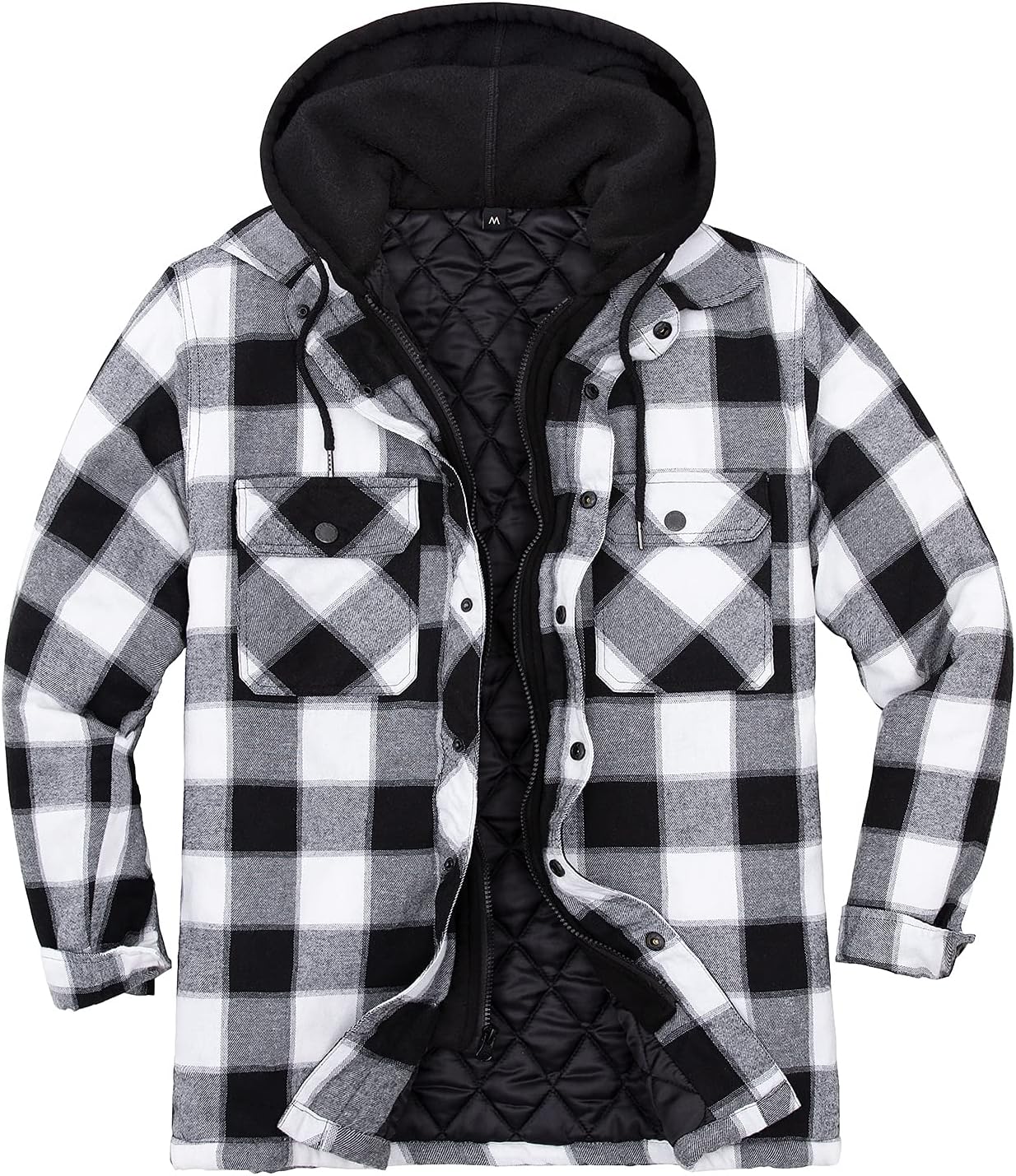 ThCreasa Men's Flannel Jacket - Quilted Lined Plaid Design with Hood | Stylish & Warm