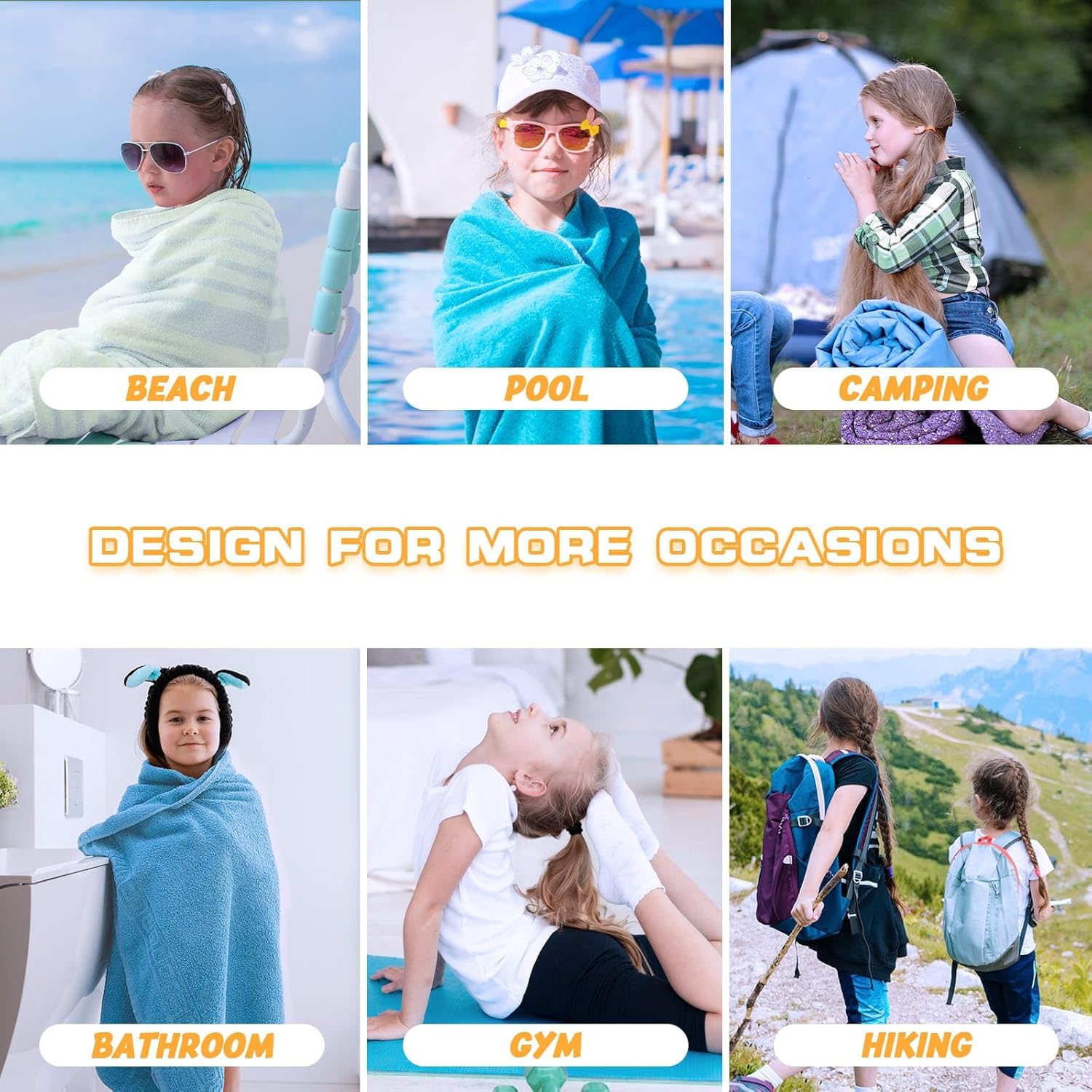 WERNNSAI Kids Beach Towel - Quick Dry, Sand-Free Capybara Design | 30” x 60” Soft Travel Towel