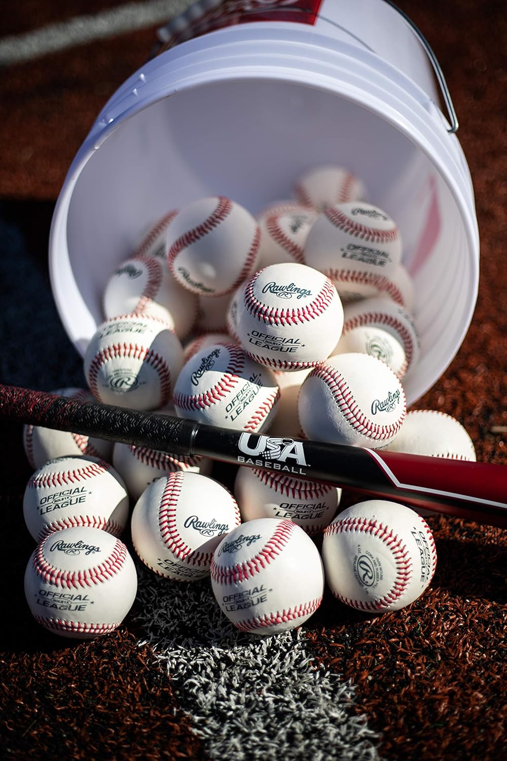 Rawlings Official League Youth Baseballs - Competition Grade, 30-Ball Bucket | ROLB1X