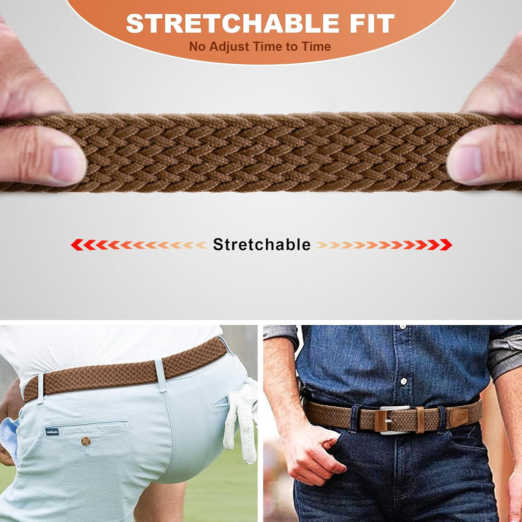 Skiennix Stretch Braided Belt for Men - Elastic Woven Golf Belt | Perfect for Jeans & Casual Wear