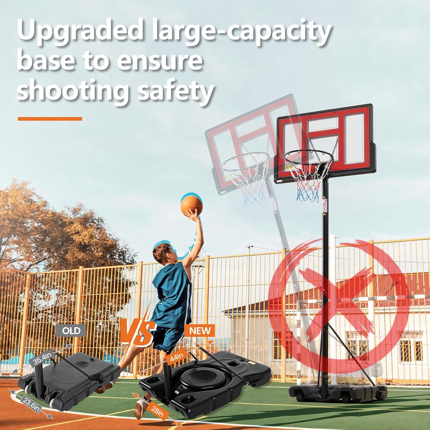 Sweetcrispy Portable Basketball Hoop - Adjustable Height, Shatterproof Backboard & Shock Absorbent Rim | Ideal for Backyard or Driveway