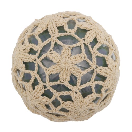 ZLYC Women Cotton Crochet Skull Cap Handmade Knit Cutout Floral Beanie Hat, Beads Beige