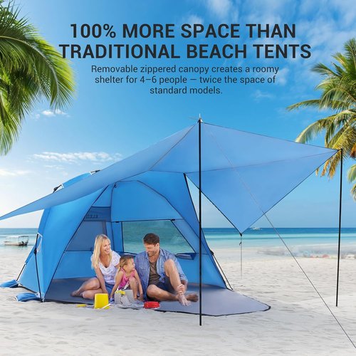 Elegear CumbreX™ Beach Tent - 360° Removable Canopy, UPF 50+ Sun Shade for 4-6 People | Portable & Lightweight