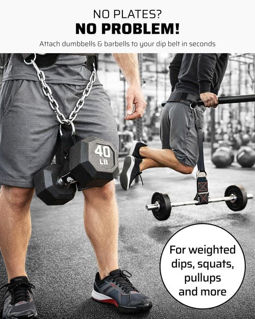 THEFITGUY Ultimate Dip Belt & Dumbbell Straps Bundle – For Loading Plates, Dumbbells & Barbells | Secure Fit, Horizontal Weight, Built for Heavy Dips & Squats