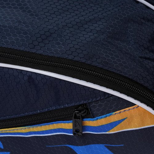 HUNDRED Debut Badminton and Tennis Racquet Kit Bag | Size: Large | Material: Polyester | 2 Compartments | Front Zipper Pocket | Padded Back Straps | Easy-Carry Handle | Navy Blue (6in1)