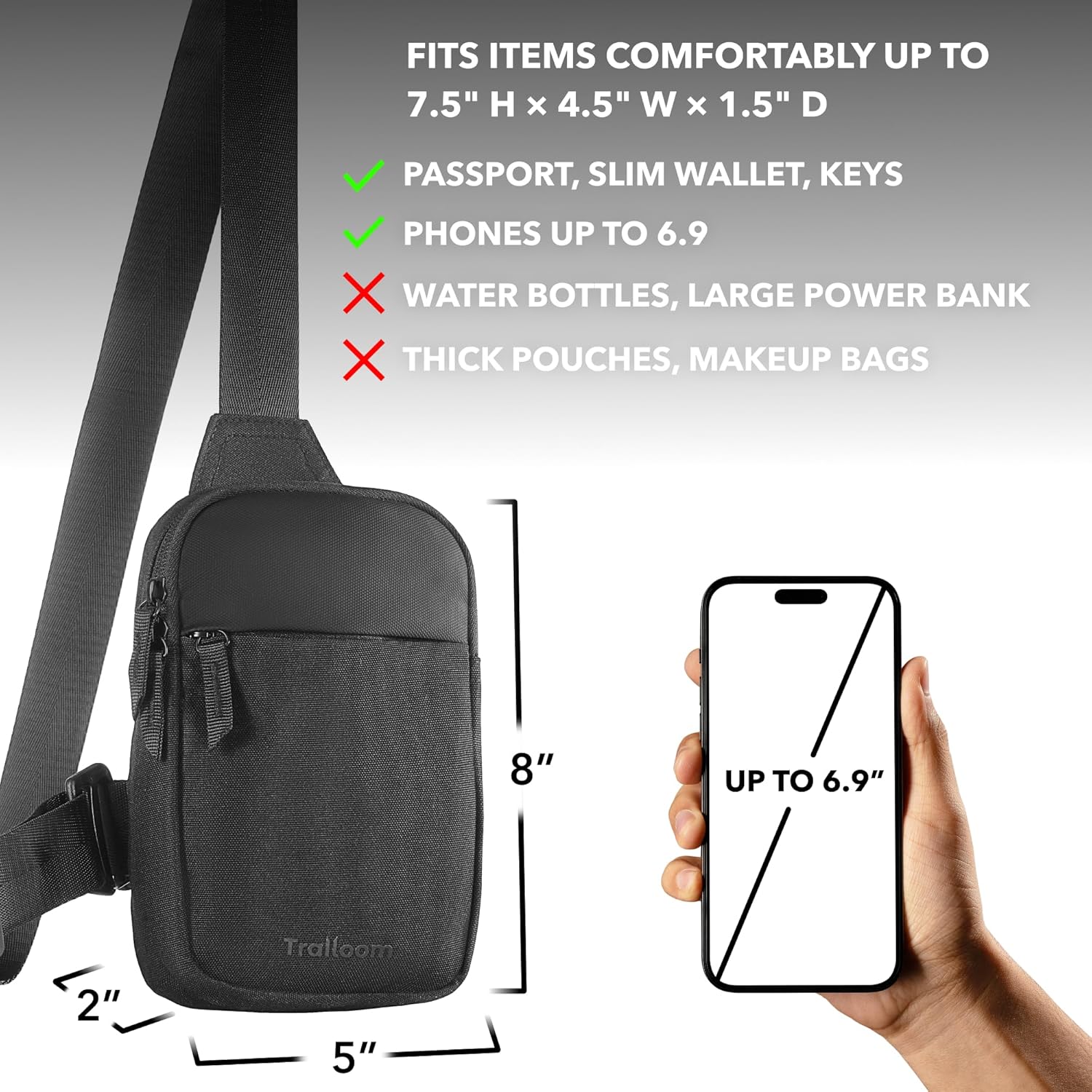 Skiennix Mini Sling Bag | Crossbody Fanny Pack for Men & Women - RFID Blocking, Water-Repellent, Hidden Pocket