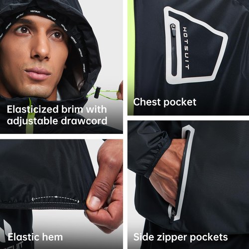 HOTSUIT Sauna Suit Workout Jacket - Men Boxing Anti Rip Sweat Suits Tops, Blue, L