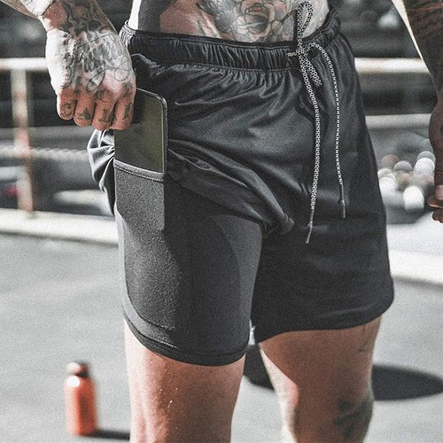 Leidowei Men's 2-in-1 Workout Running Shorts - Lightweight Training & Yoga Gym Shorts with Zipper Pockets | 7" Length