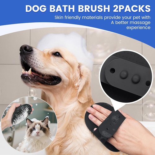 Double-Sided Pet Grooming Rake - 4-in-1 Professional Grooming Kit for Dogs & Cats | Extra-Wide Deshedding Tool (4PCS Black)