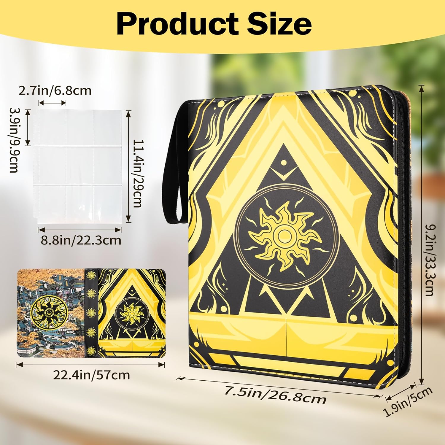 Skiennix 9 Pocket Card Binder - Premium Collector Book for MTG/YGO/PTCG | Holds 900 Cards (Yellow)