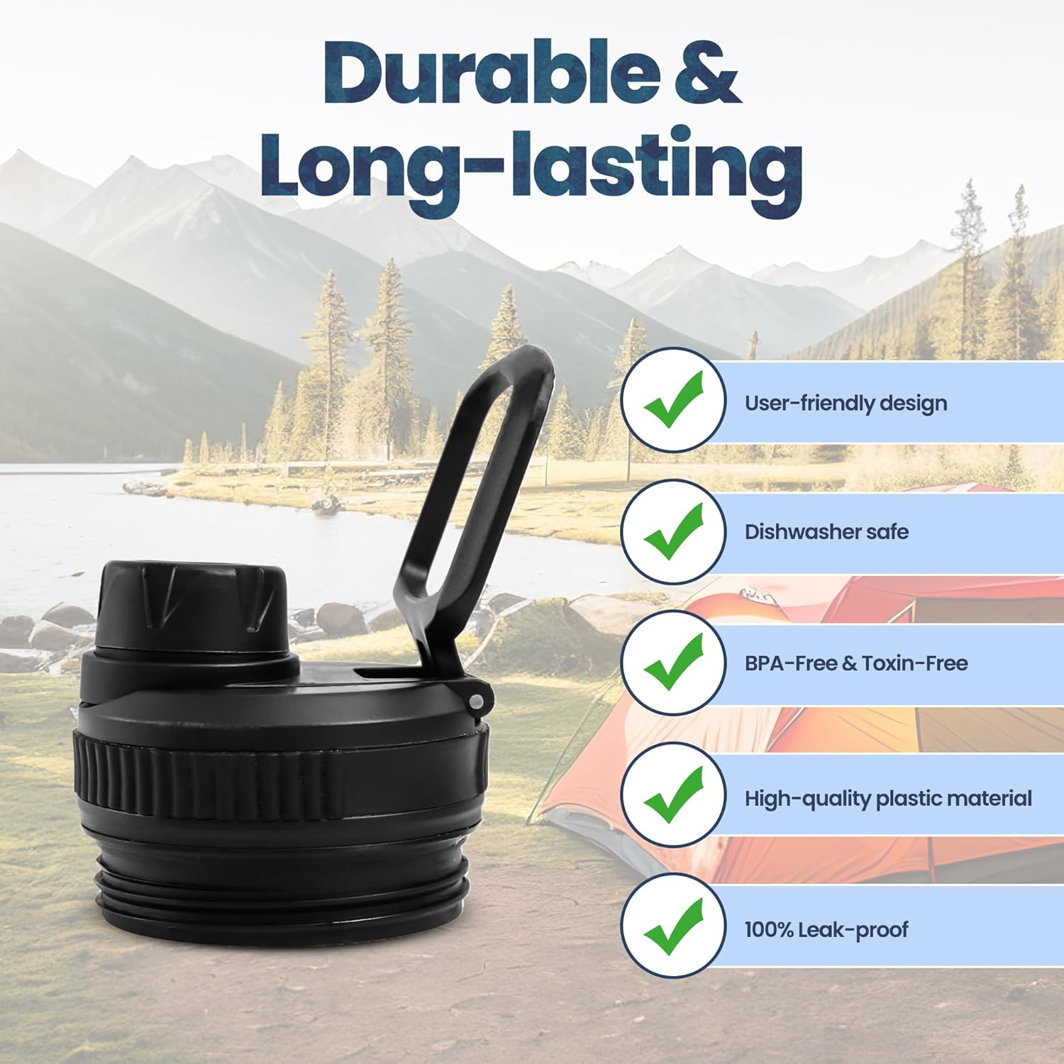 SmartKap Yeti Lid - Leakproof Replacement for Rambler Tumblers | Wide Loop Handle | BPA Free