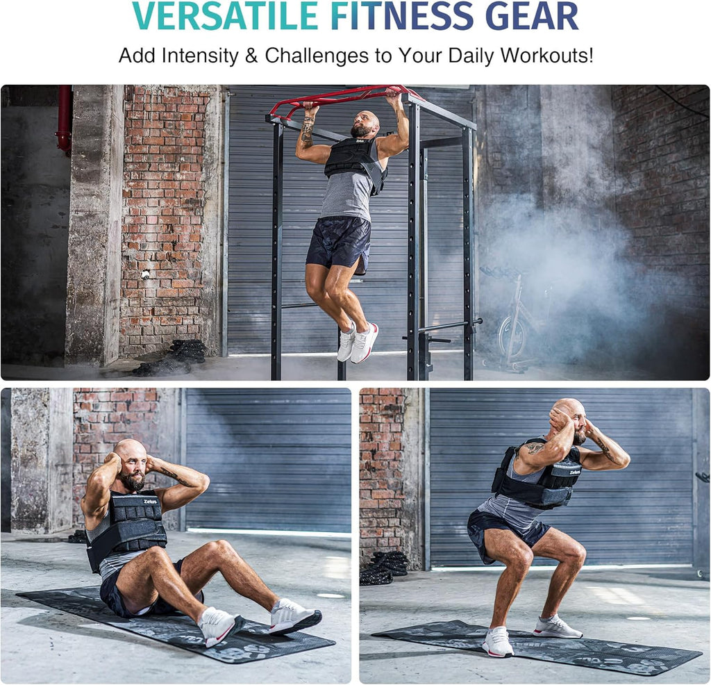 ZELUS Weighted Vest - Adjustable 20lb to 60lb for Enhanced Home Workouts | Ideal for Cardio & Strength Training