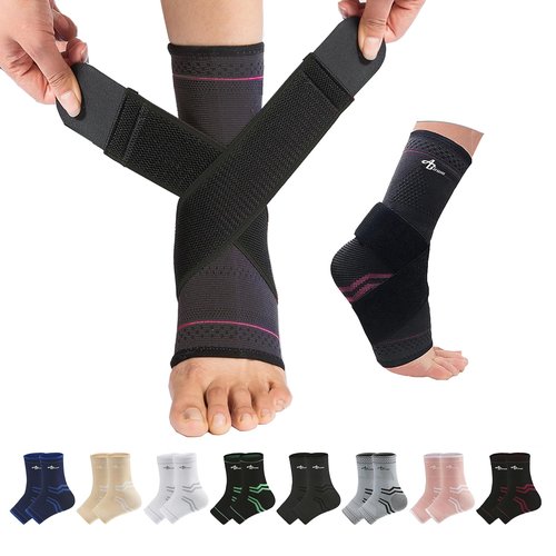 ABIRAM Ankle Brace - Adjustable Compression Sleeve for Sprained Ankle & Plantar Fasciitis | Breathable Support for Sports & Recovery