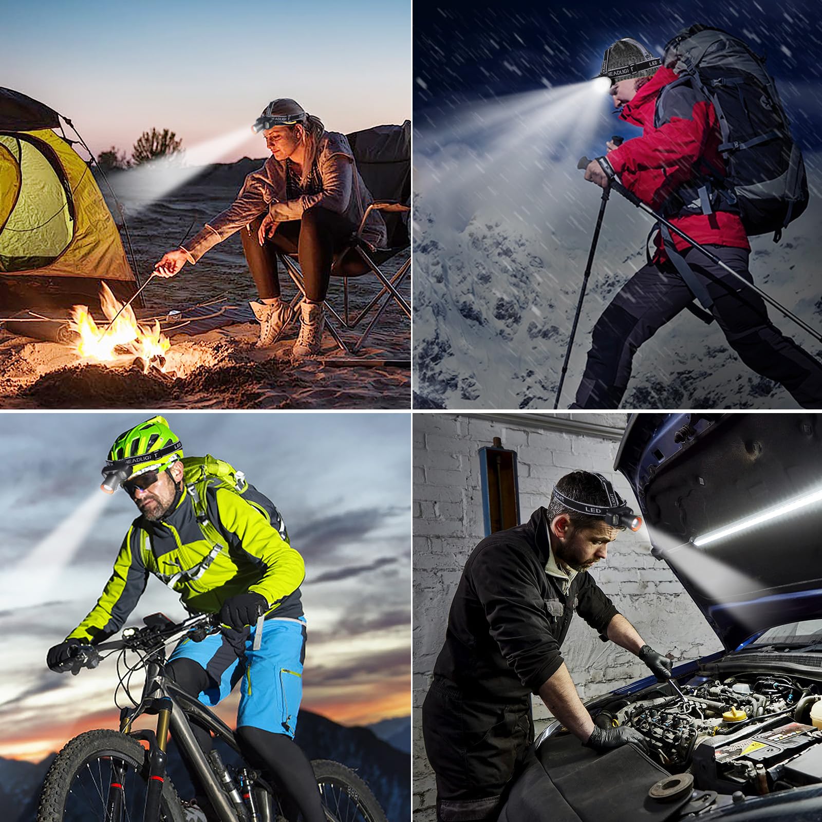 VAVOFO LED Headlamp 2400mAh Rechargeable, 2000 Lumen Bright, Zoomable, Waterproof Outdoor Headlight Flashlight with Stepless Dimming, Lightweight, Adjustable Headband, 5 Modes for Camping, Hiking