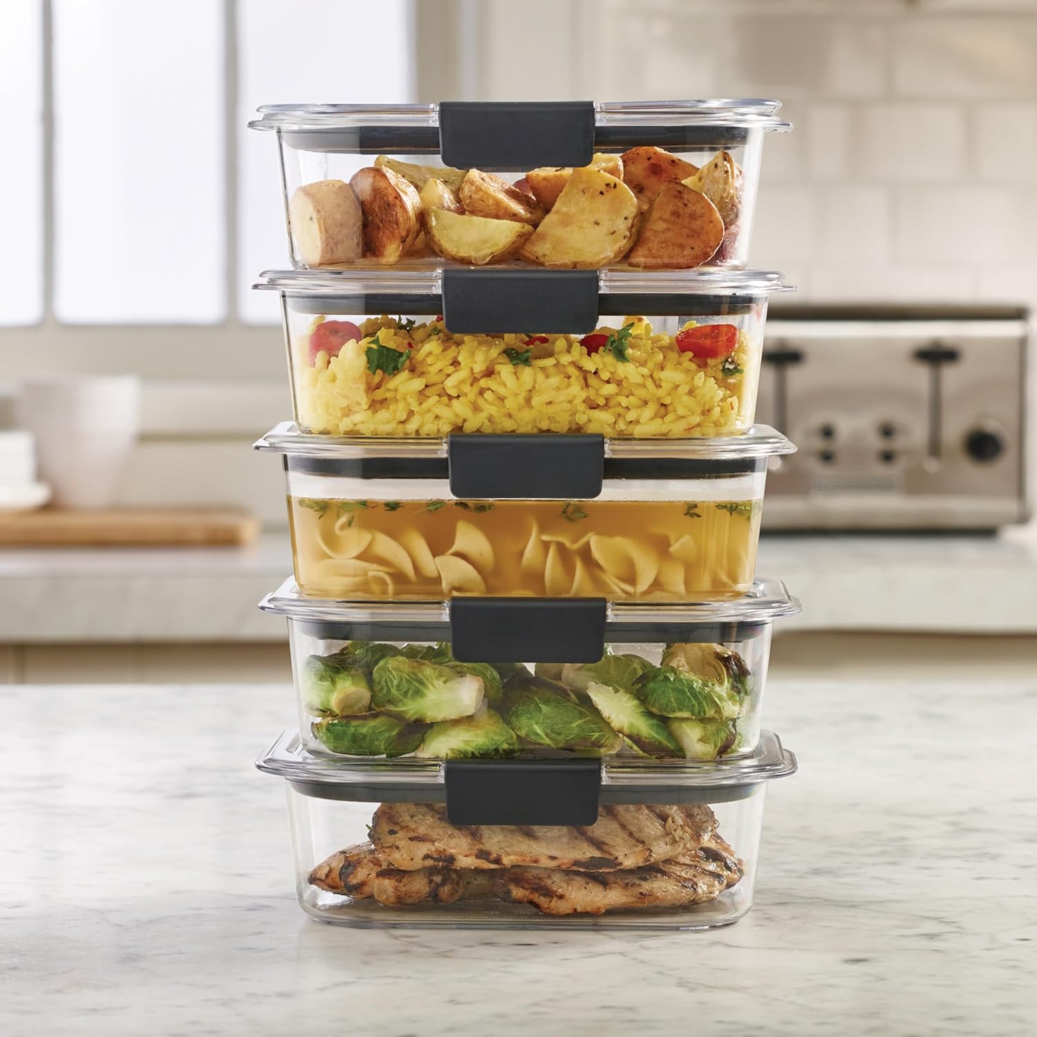 Rubbermaid Brilliance Food Storage Containers - BPA-Free Tritan Plastic, Airtight Lids | Set of 5 (3.2 Cup)