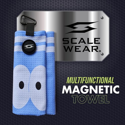 Scale Wear Design Magnetic Microfiber Waffle Disc Golf Towel – Large 16"x24" Clean Golf Club Ball Magnet Clip Hang Bag Cart Strong Premium Strength Ultra Absorbent Gear Blue Men (Towel Guy)