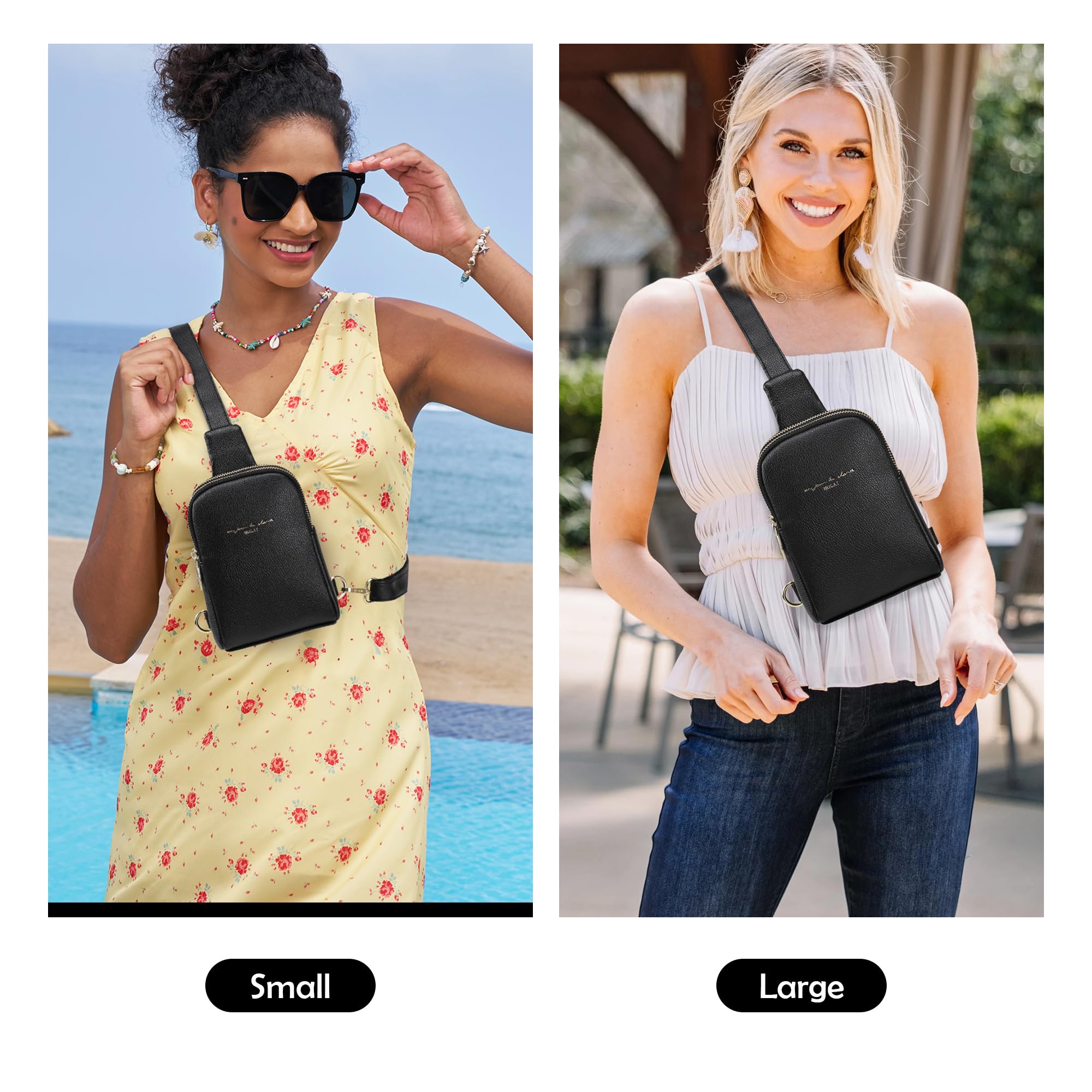 INICAT Women's Small Sling Bag, Lightweight Everyday Vegan Leather Crossbody Purse for Daily Essentials and Travel Light(anti theft)