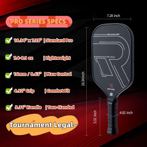 T700 Carbon Fiber Pickleball Paddle - 16mm Honeycomb Core for High Spin & Power | Professional Fine Matte Finish | All-Rounder Paddle for Control & Touch
