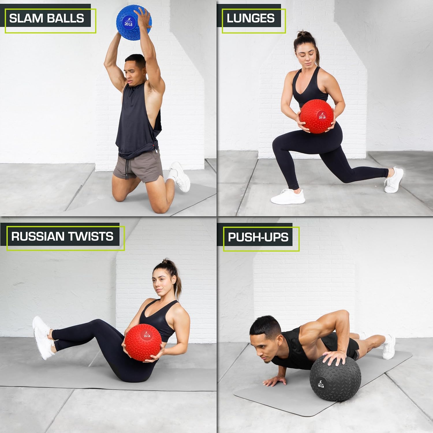 ProsourceFit Slam Medicine Balls - Smooth & Textured Grip for Strength Training | 5-50lbs Options