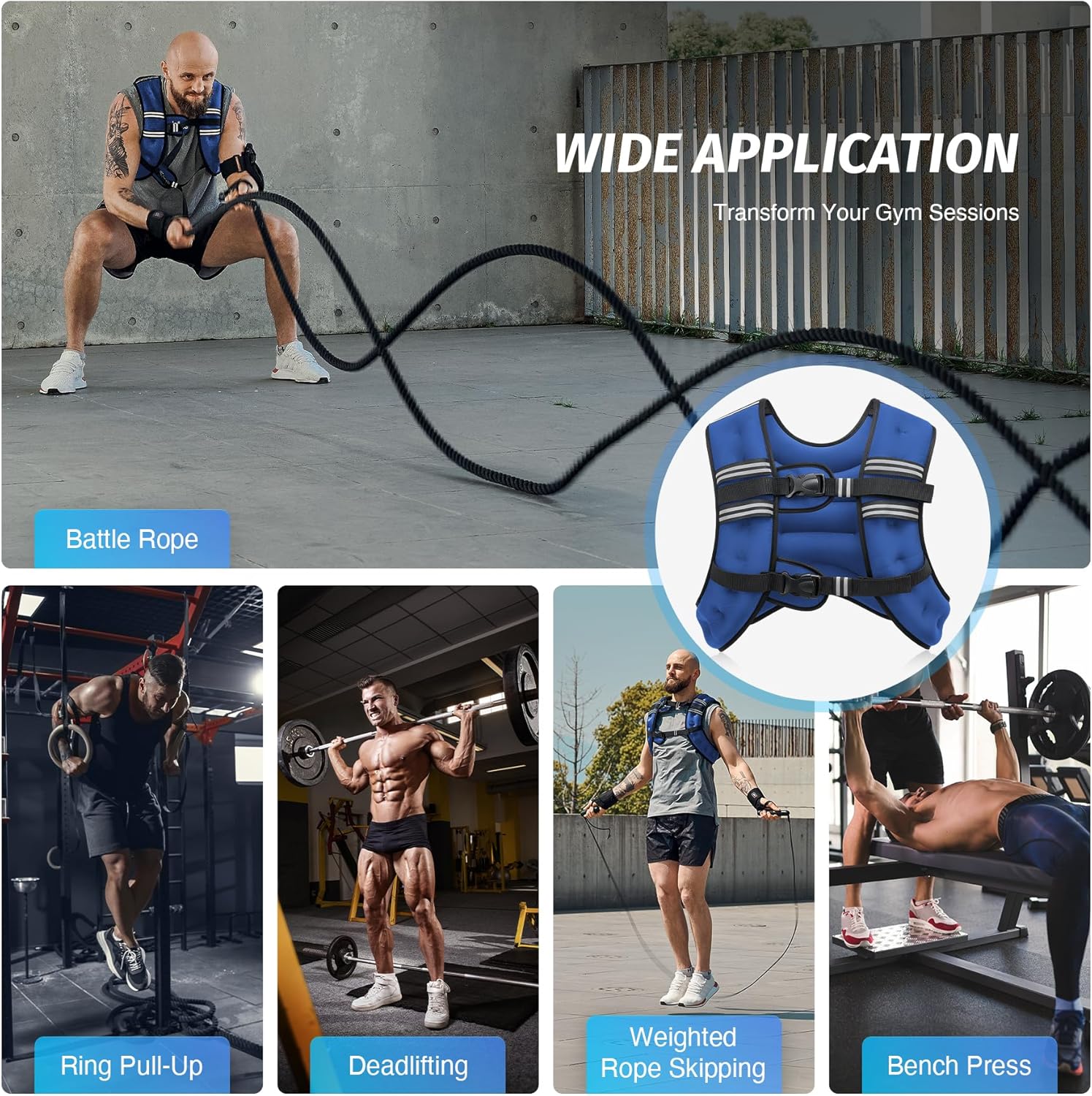 ZELUS Weighted Vest - Adjustable 6lb to 30lb for Enhanced Workout & Strength Training | Reflective Stripe