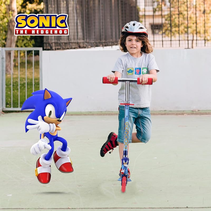 2 Wheel Kick Scooter for Kids with Sonic Variation - Foldable, Light Up LED Wheels