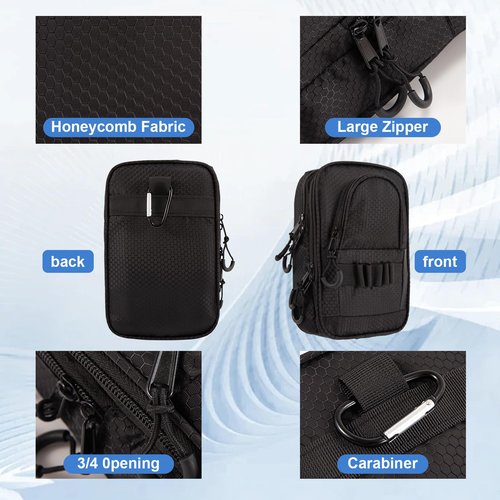 Golf Valuables Pouch for Men, Golf Balls Bag,Store 12-15 Balls,Using Waterproof Honeycomb Material, Holder for Golf Bag, Golf Storage Bags with Multiple Pockets, Golf Bags for Men & Women (Black)