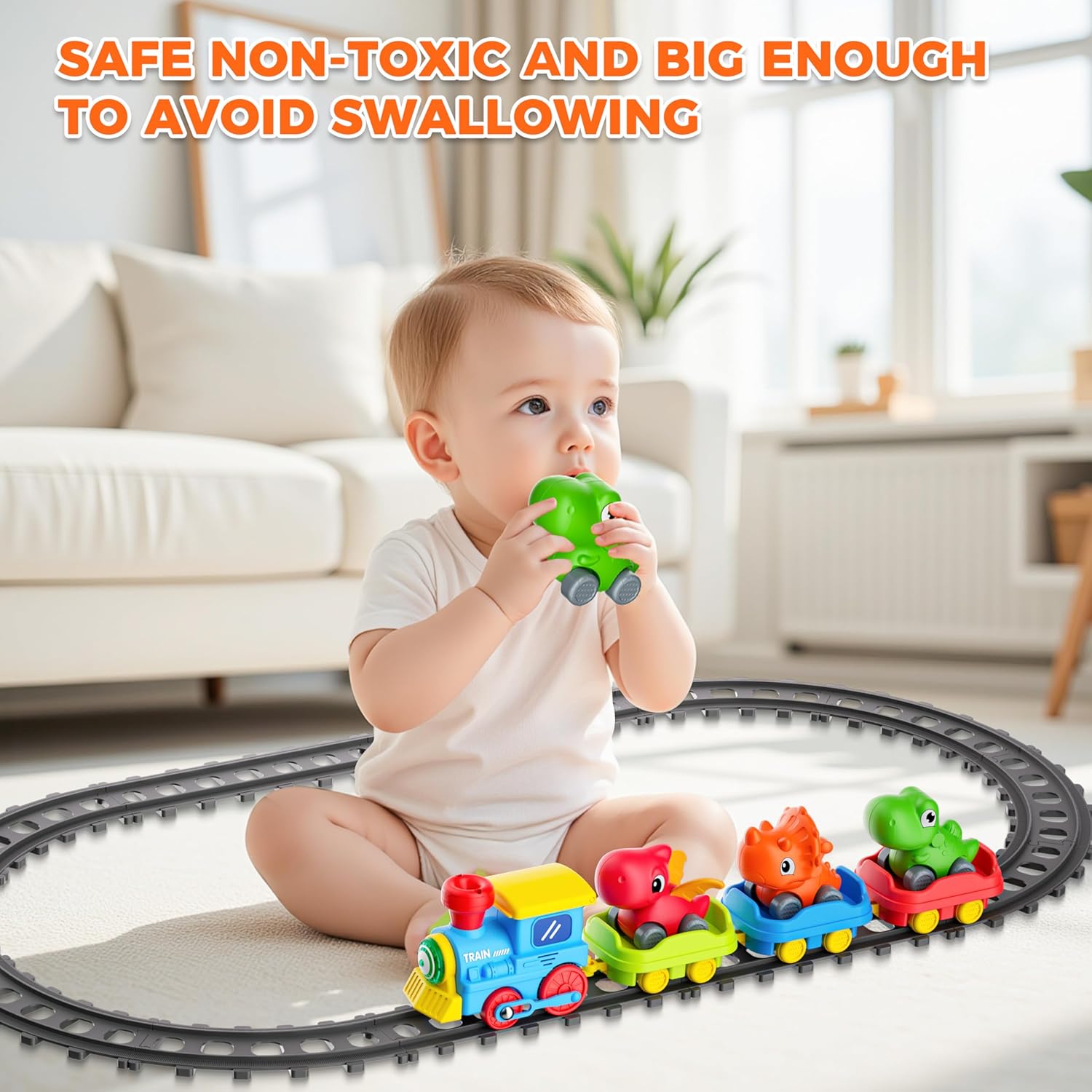 Skiennix Electric Train Set for Toddlers - Musical Steam Train with Lights & Dinosaur Cars | Perfect Gift for Ages 1-6