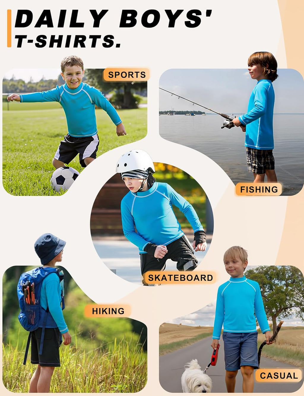 Skiennix Boys Rash Guard Swim Shirt - Long Sleeve UPF 50+ Sun Protection for Kids | Quick Dry, UV SPF