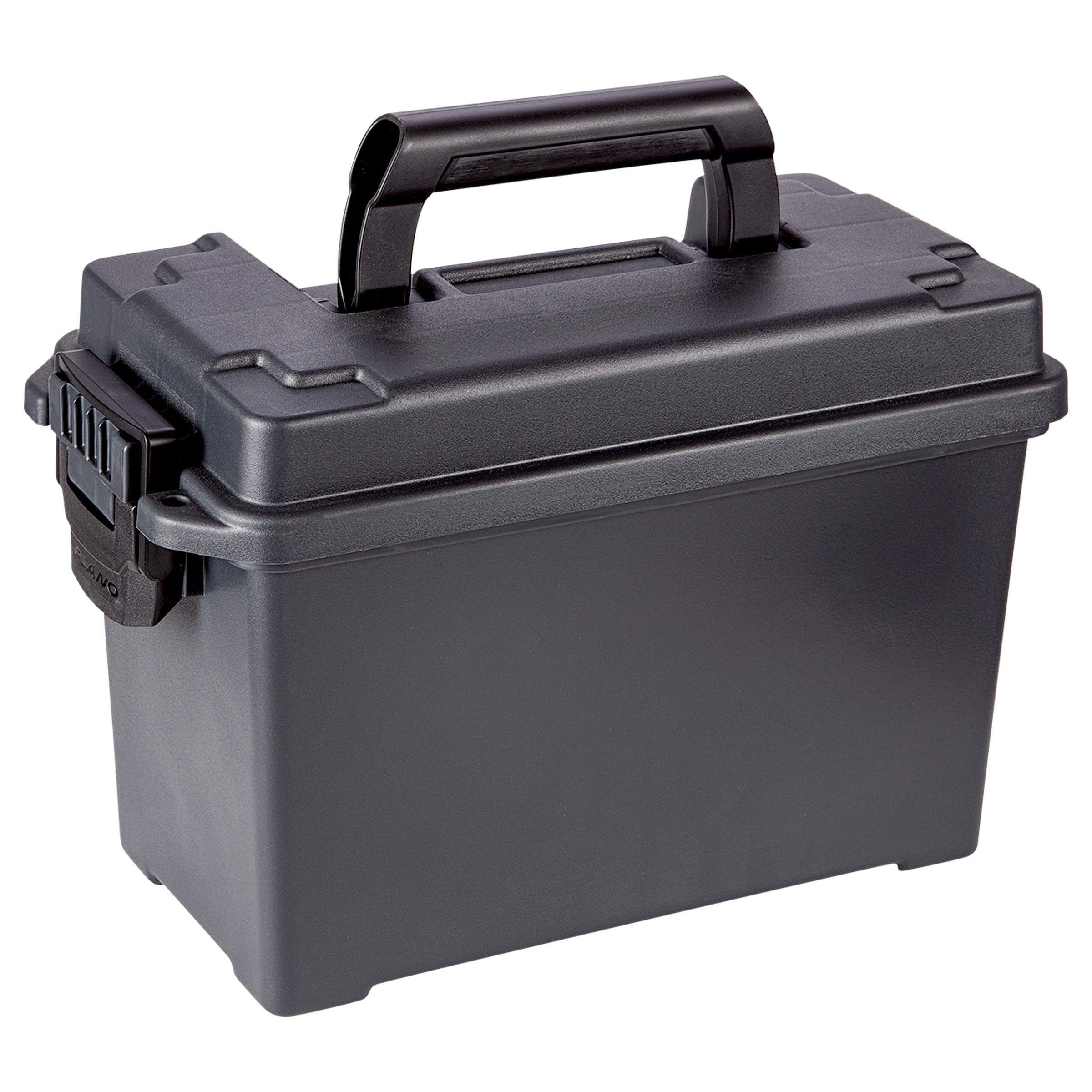 Plano Field Ammo Box .50 Caliber, Black, Lockable Ammunition Storage Box with Heavy-Duty Carry Handle, Medium Plastic Ammo Crate, Water-Resistant Protection, Holds 6-8 Boxes of Ammo