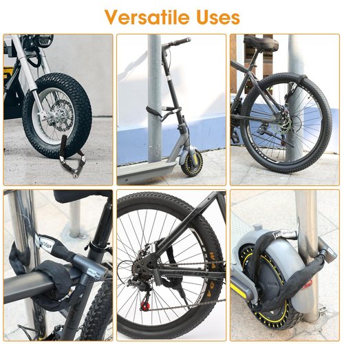 eMjollRay Anti-Theft Chain Lock for Scooter & Bike Heavy Duty Alloy Steel Security Lock with 2 Keys, Quick Push-to-Lock Mechanism Portable Waterproof Canvas Covered Motorcycle Lock